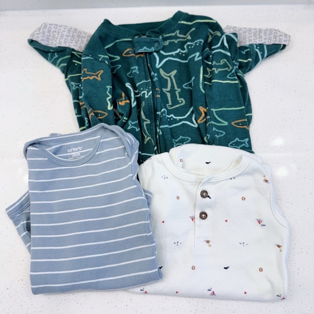 Lot Of 3 Baby Boy Clothes Size 18 M 100% Cotton